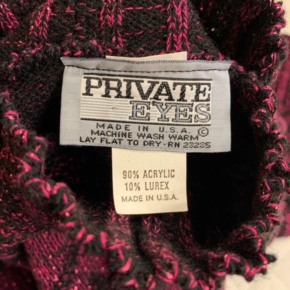 Vintage sweater 70s or 80s purple and black mock turtleneck - Picture 3 of 8